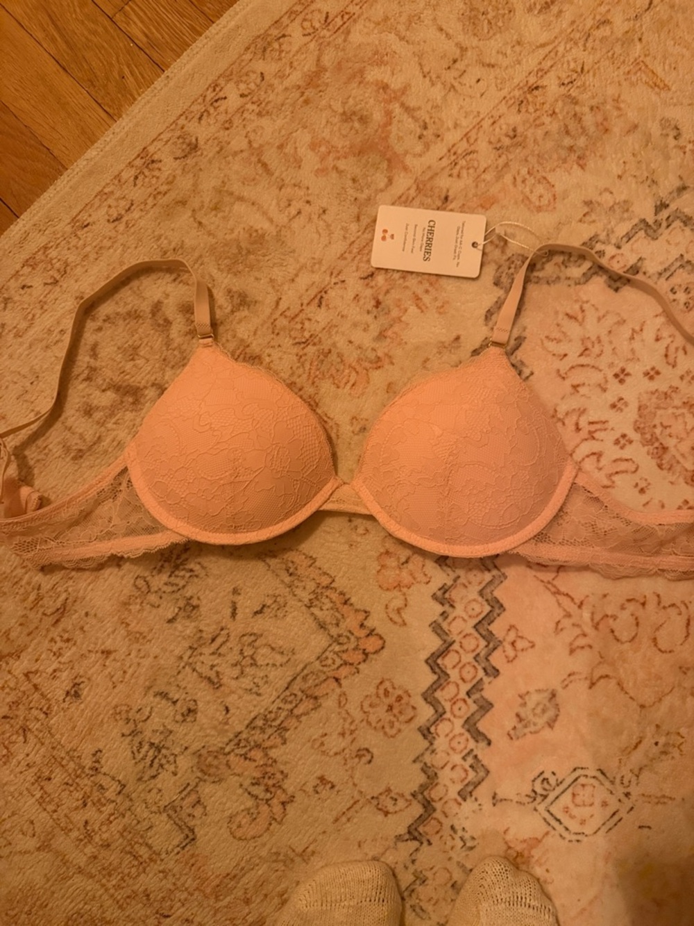 Lace Padded Bra in Peach — Classic Comfort and Lift